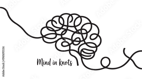 Tangled Brain Mind In Knots For Mental Health And Confusion Concepts