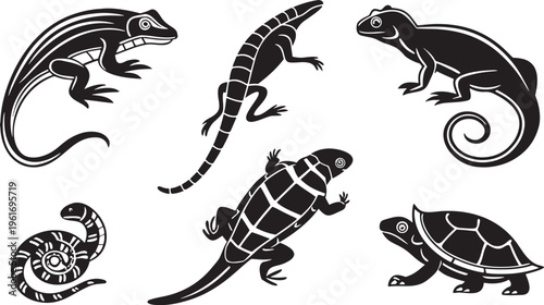 set of vector silhouettes of animals