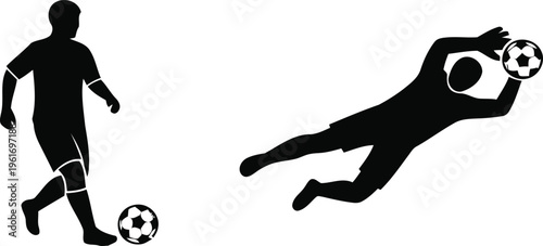 Silhouette of soccer players in action