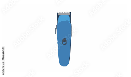 Blue hair clipper 3D vector illustration with electric beard trimmer isolated on white background