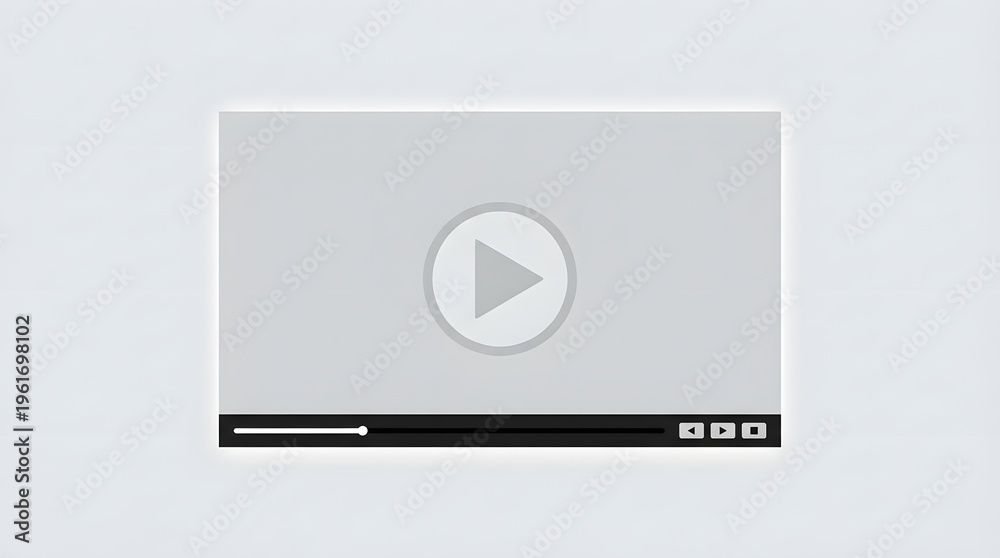 Fototapeta premium Minimalistic video player interface with play button on light background