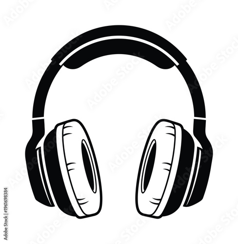Vector of over-ear headphones with comfortable padding