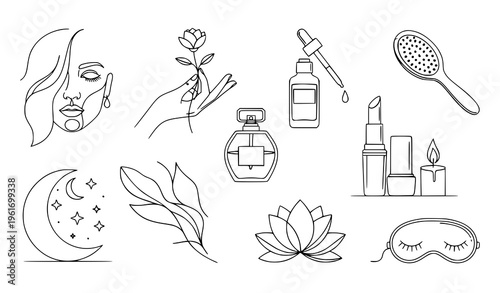 Self care and beauty routine icons