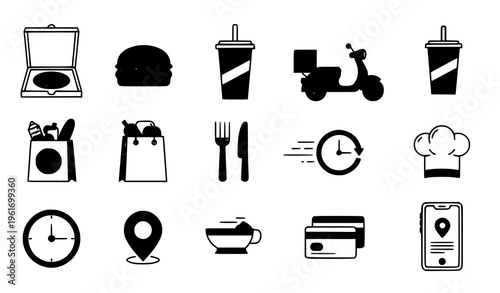 Food delivery service icons