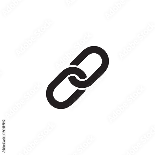 A single black chain link icon is prominently displayed on a white background.