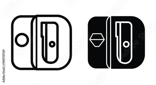 Set of pencil sharpener icons, simple vector illustrations for school and office supplies