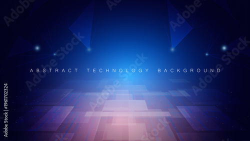 Futuristic HUD Interface Background with Glowing Plexus and Geometric Data Grid