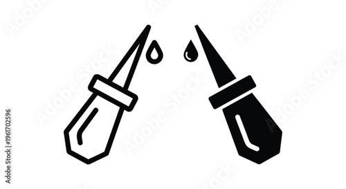 Dropper icon set, laboratory pipette sign, liquid medicine dispenser, chemical research tool, vector illustration