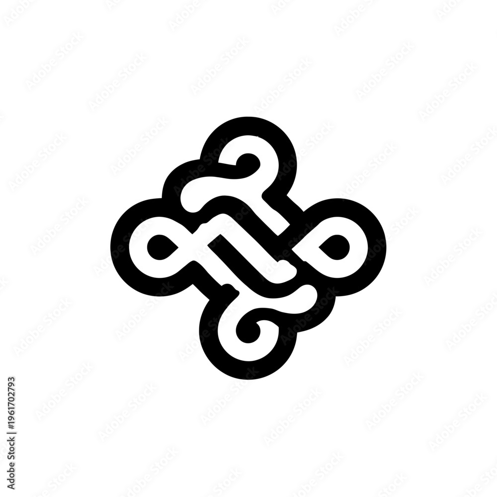 Fototapeta premium Abstract Intertwined Black and White Graphic Symbol
