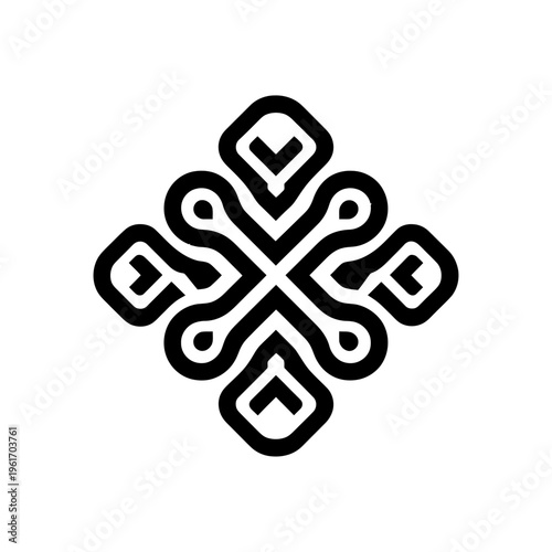 Black tribal pattern icon isolated on white