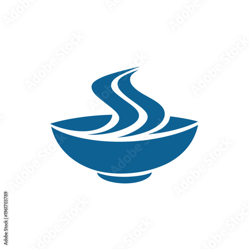Blue Bowl Of Hot Soup With Steam Icon