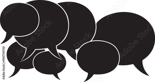 Black speech bubbles on a white background illustration design