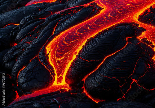 Wallpaper Mural Fiery red and black cracked earth texture background. Abstract molten lava flow, dramatic high-resolution surface design for gaming and technology themes Torontodigital.ca