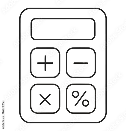 Vector of a basic calculator showing arithmetic and percentage functions for mathematical operations