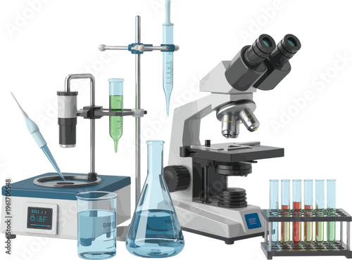 Chemistry Lab Equipment Set Precise Measurement & Analysis Tools Scientific Research & Development Educational Vector