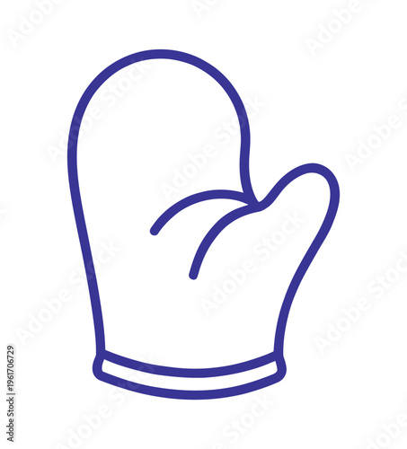 Blue vector of an oven mitt designed for handling hot objects in the kitchen