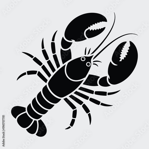 Stunning black lobster graphic with bold claws and antennae