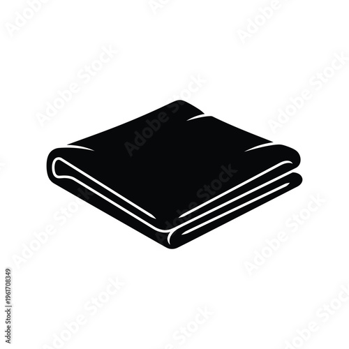 Folded Towel Icon Black Silhouette Vector Isolated on White Background for Laundry and Cleaning Design