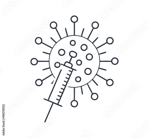 Vector of a virus with a syringe attacking the viral cell