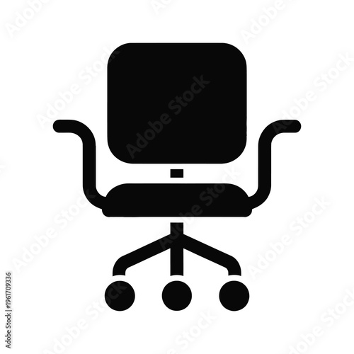 Vector of an office chair with armrests and wheels