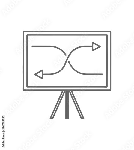 Vector showing a presentation board with crossover lines and directional arrows on a stand
