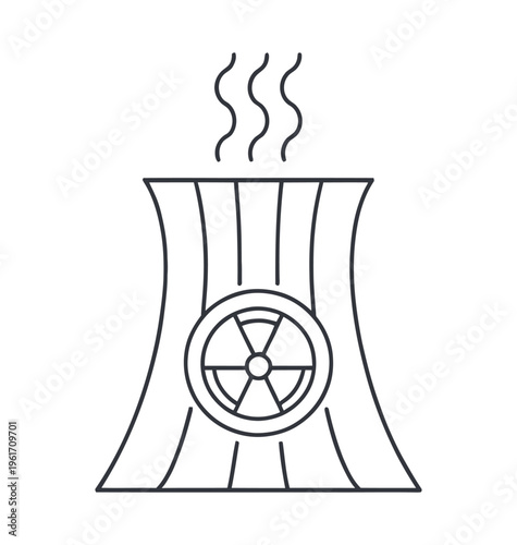 Vector of a nuclear power plant with steam rising from cooling towers