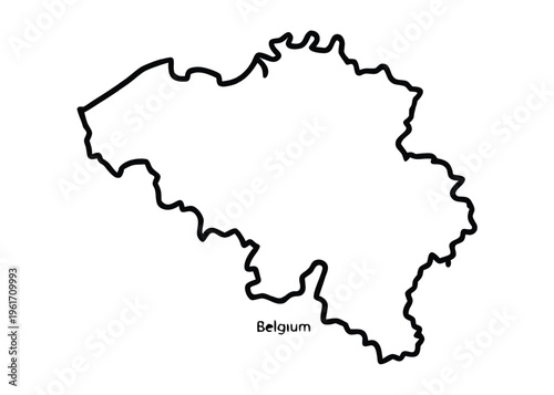 Belgium, country outline, map silhouette, vector border