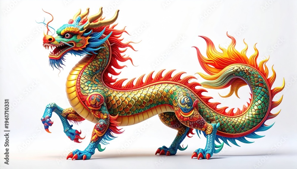 Fototapeta premium Vibrant Chinese Dragon Illustration - Symbol of Power and Prosperity.