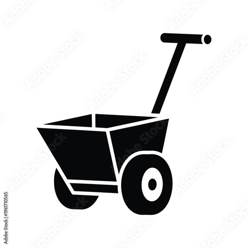 Garden Cart Vector Icon Isolated on White Background for Landscaping and Agriculture Design