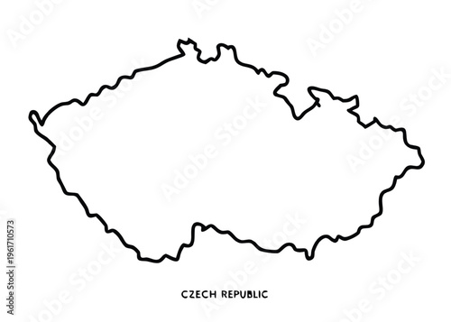 Czech Republic map, vector outline, black and white, geographic illustration
