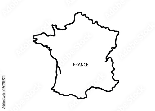 France Map Outline, Vector Illustration, Black Line Art, Country Border