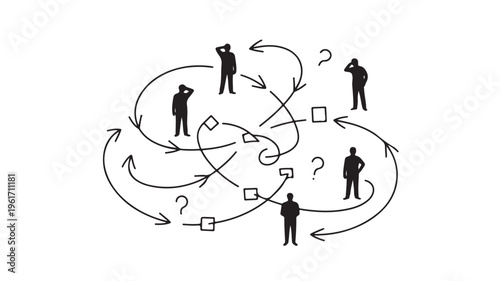 Confused Business People in a Cycle of Uncertainty and Communication