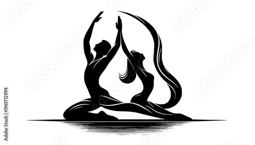silhouette of yoga pose