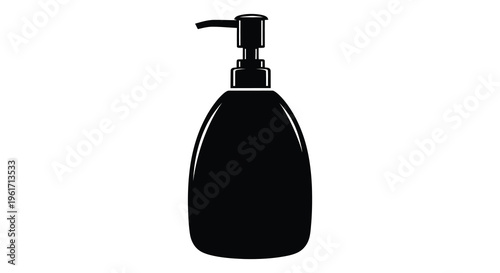 Black soap dispenser shown in a striking graphic silhouette