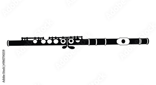 A black flute design presented as a striking silhouette