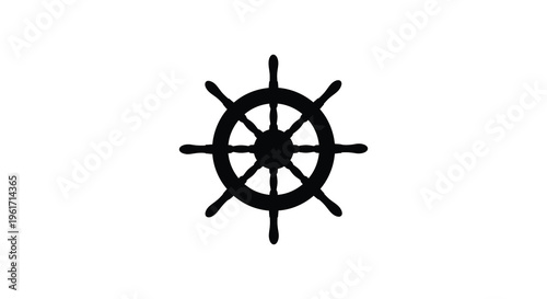 Black ship s wheel design presented as a striking silhouette