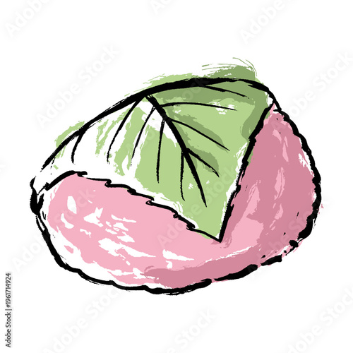 手描きの桜餅のイラスト