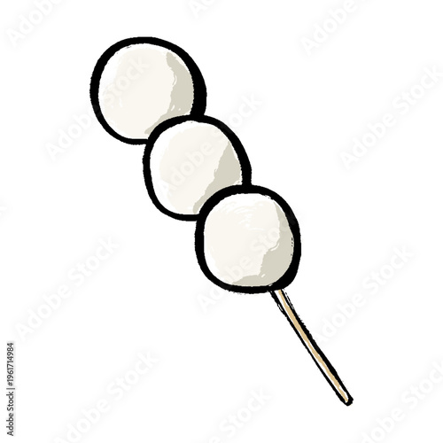 串に刺さっただんごの手描きイラスト