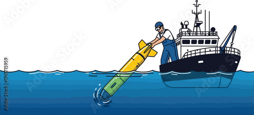 Operator deploys submersible drone for ocean exploration