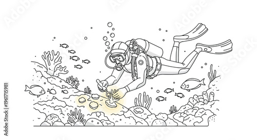 Subaquatic Exploration Diver Uncovering Wonders