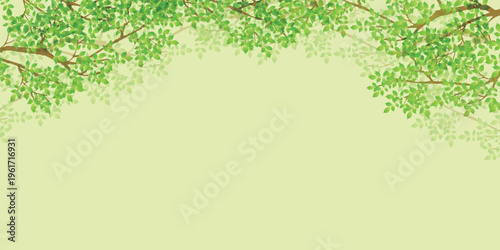 Bright Green Leaves Framing a Soft Nature Background