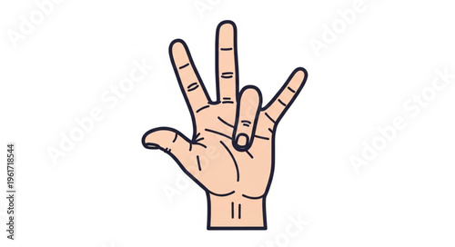 Hand gesture showing the number three with fingers.