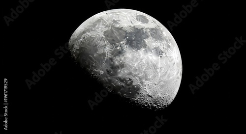 Detailed lunar orb with prominent crater network against a dark cosmic expanse