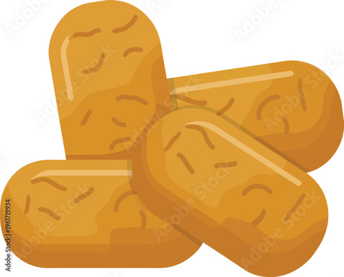 Golden Croquettes Stacked Crispy Texture Detail Isolated on White Vector Food Illustration