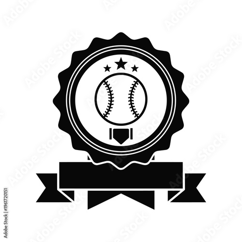 Baseball Award Badge Vector Icon for Sports Achievement and Championship Design