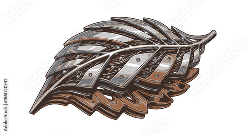 Mechanical Leaf Design, Steampunk Style Botanical Illustration