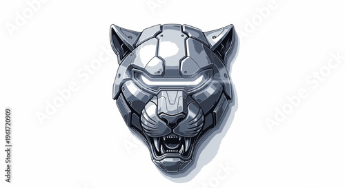 Mechanical Panther Head - Futuristic Robotic Feline Design