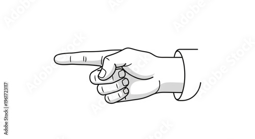 Hand Pointing Left with Sleeve Cuff Illustration.
