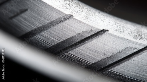 grooves. Close-up of a weathered metal surface with deep grooves highlighted by dramatic lighting. safety posters, maintenance manuals, designed for industrial assembly lines and welding operations.
