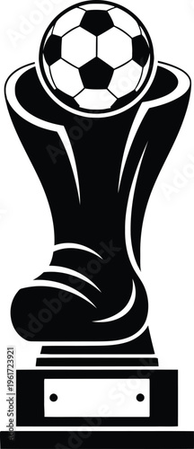 Trophy with soccer ball on isolated on transparent background football tropy